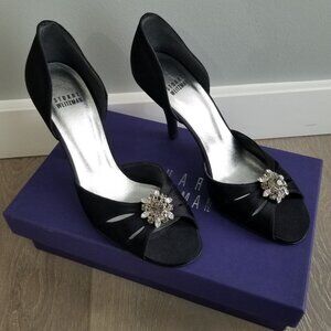 Stuart Weitzman Goodlife Black Satin Pumps-Size 8